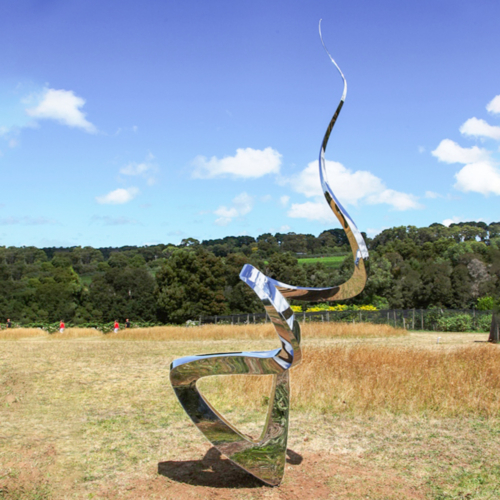 Stainless Steel Landmark Sculpture – Twist and Pop by John Fitzmaurice, 360x120cm | ARTpark Australia