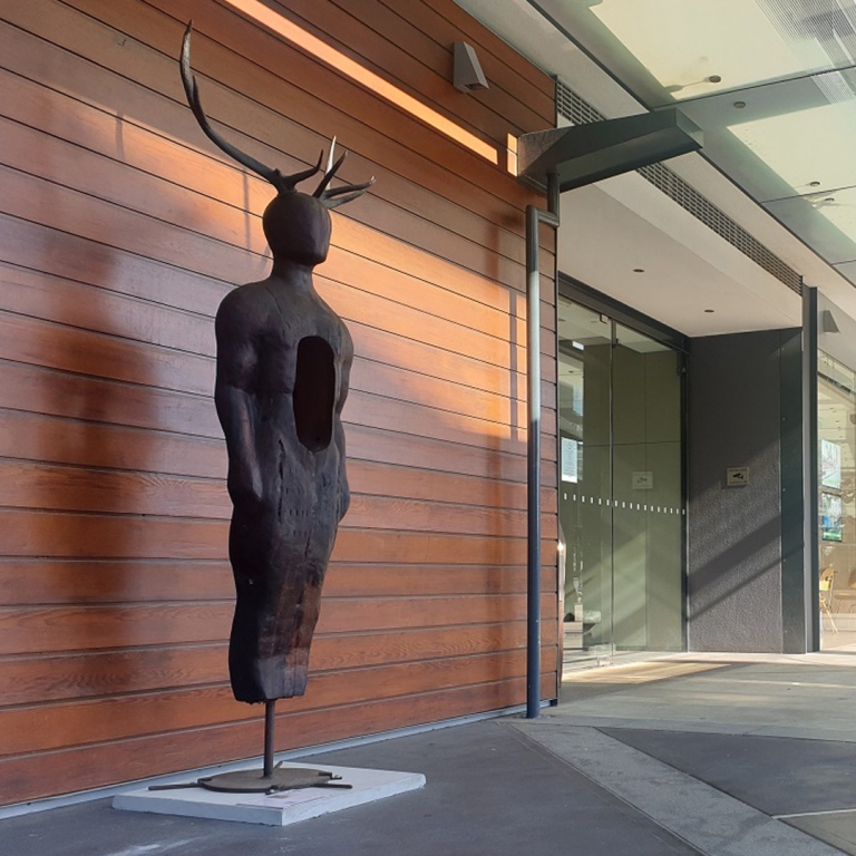 Reclaimed Timber & Bronze Figurative Sculpture – The People, Dear Heart by Clancy Warner, 220cm - view 9