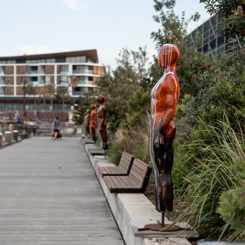 Reclaimed Timber Figurative Sculpture – Of Milk and Honey by Clancy Warner, 180cm | ARTpark Australia