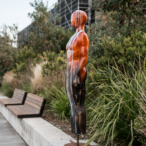 Reclaimed Timber Figurative Sculpture – Of Milk and Honey by Clancy Warner, 180cm | ARTpark Australia