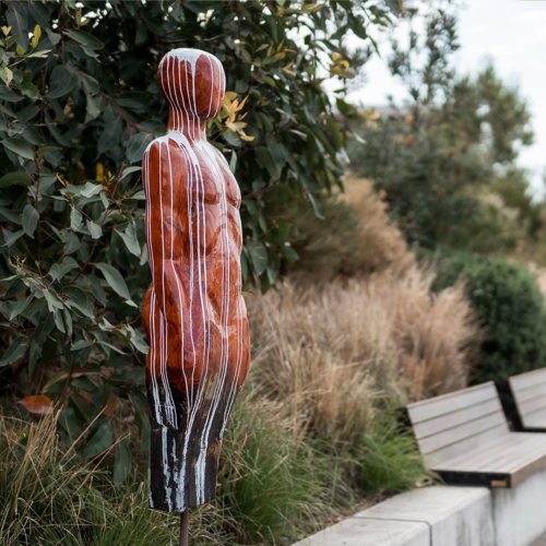 Reclaimed Timber Figurative Sculpture – Of Milk and Honey by Clancy Warner, 180cm | ARTpark Australia