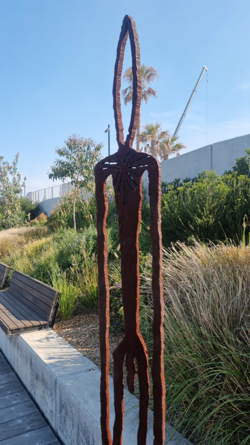 Corten Steel Figurative Sculpture – Observers by Greg Johns, 210cm | ARTpark Australia