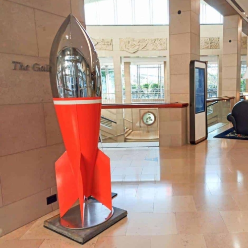 Stainless Steel Pop-Art Rocket Sculpture – Rocket by David McCracken, 210cm | ARTpark Australia