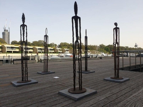 Corten Steel Figurative Sculpture – Observers by Greg Johns, 210cm | ARTpark Australia