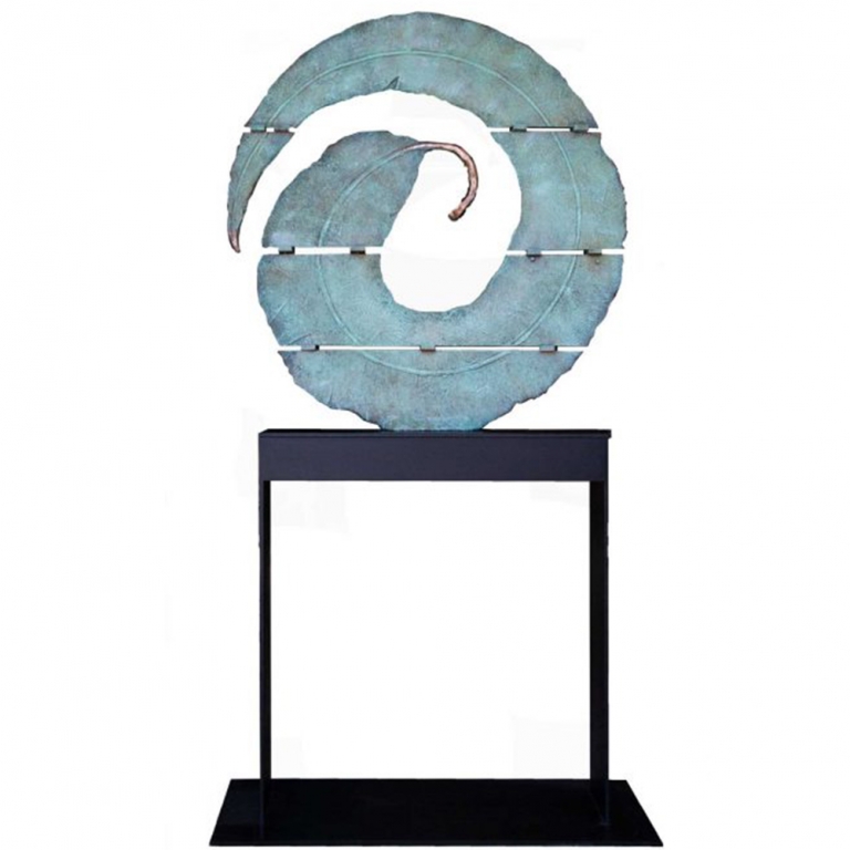 Bronze Leaf Sculpture – Infinity Leaf by Stephen Glassborow, 200x100x15cm - view 6