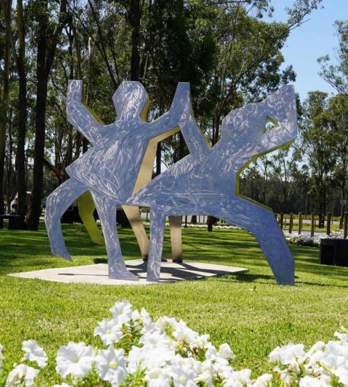 Stainless Steel Landmark Sculpture – Les Danseuses by Charles Blackman, 210x144cm | ARTpark Australia
