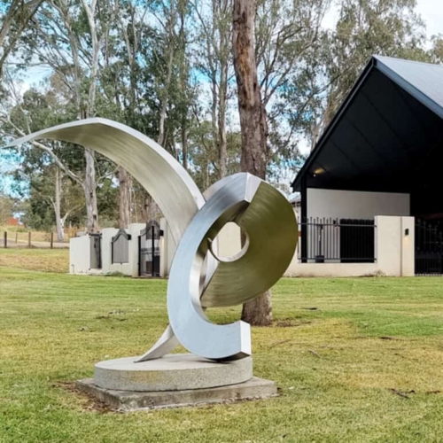 Stainless Steel Landmark Sculpture – M-Thirtytwo by James Parrett, 197x190x120cm | ARTpark Australia