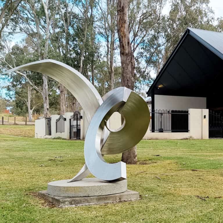 Stainless Steel Landmark Sculpture – M-Thirtytwo by James Parrett, 197x190x120cm