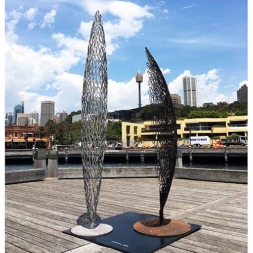 Mild Steel Round & Sphere Sculpture – Standing Vessel by Astra Parker, 240x70x40cm | ARTpark Australia