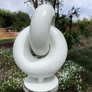 white sculpture, spiral sculpture , australian garden art