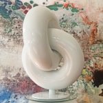 white sculpture, spiral sculpture , australian garden art