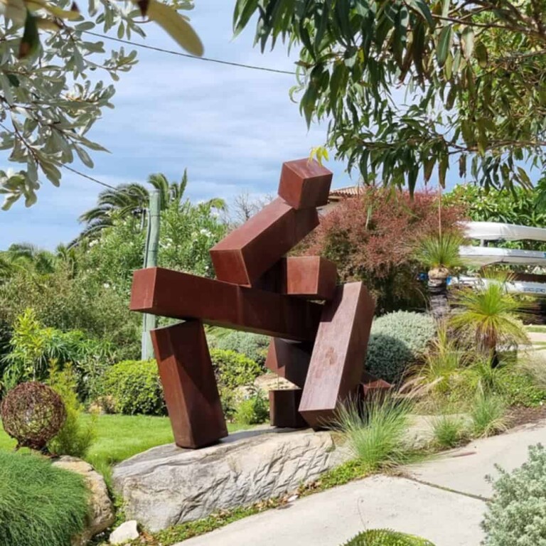 3 sheets on Sunday – 2.6×2.4m by Alex Scheibner - Corten steel garden sculpture - view 3