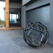 outdoor sphere sculpture, australian metal garden art