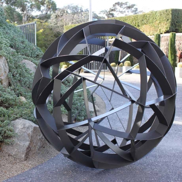 outdoor sphere sculpture, australian metal garden art
