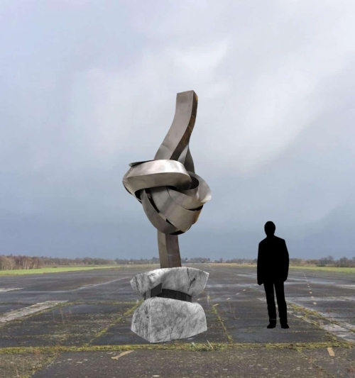 Stainless Steel & Carrara Marble Landmark Sculpture – Divergent Convergent by Martin George, 420x150x150cm | ARTpark Australia