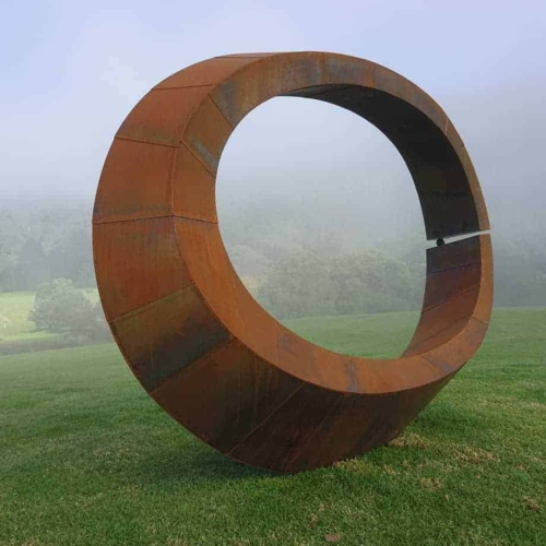 Corten Steel Landmark Sculpture – Split Ring by David Ball, 360cm | ARTpark Australia