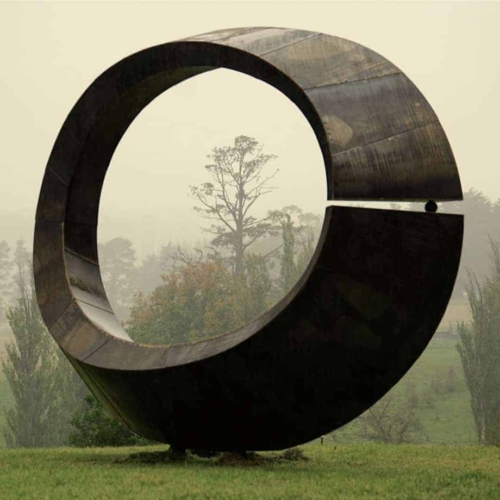 Corten Steel Landmark Sculpture – Split Ring by David Ball, 360cm | ARTpark Australia