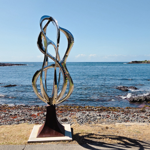Stainless Steel & Corten Landmark Sculpture – Coalescence by Sam Hopkins, 260x112x94cm | ARTpark Australia