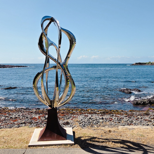 Stainless Steel & Corten Landmark Sculpture – Coalescence by Sam Hopkins, 260x112x94cm | ARTpark Australia