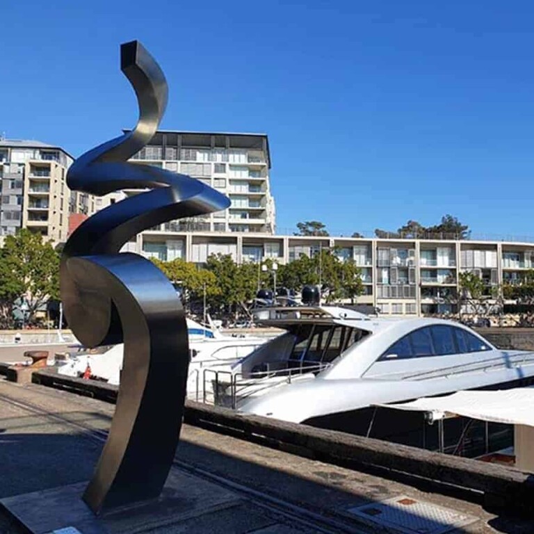 Stainless Steel Landmark Sculpture – Tranquility by Andrew Kasper, 250x110cm - view 3