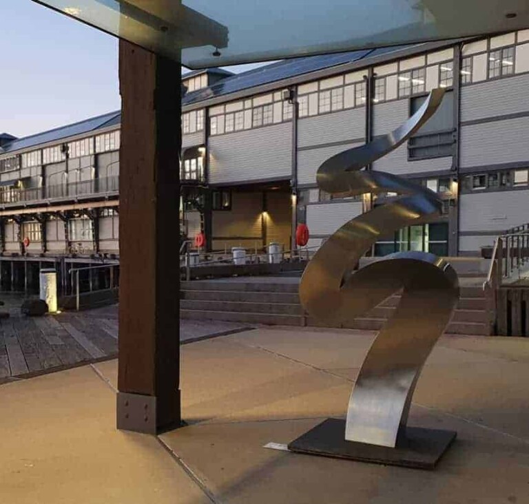 Stainless Steel Landmark Sculpture – Tranquility by Andrew Kasper, 250x110cm - view 7