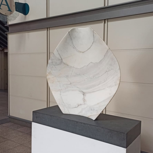 Carrara Marble Round & Sphere Sculpture – Shielded 3 by Jane Valentine, 110x110x35cm | ARTpark Australia