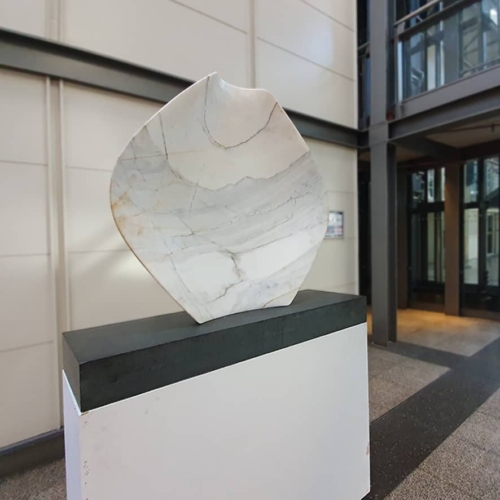 Carrara Marble Round & Sphere Sculpture – Shielded 3 by Jane Valentine, 110x110x35cm | ARTpark Australia