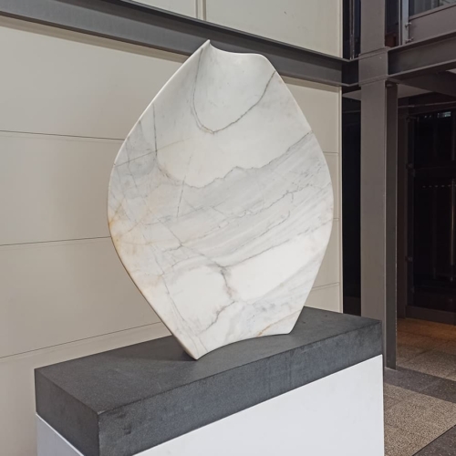 Carrara Marble Round & Sphere Sculpture – Shielded 3 by Jane Valentine, 110x110x35cm | ARTpark Australia