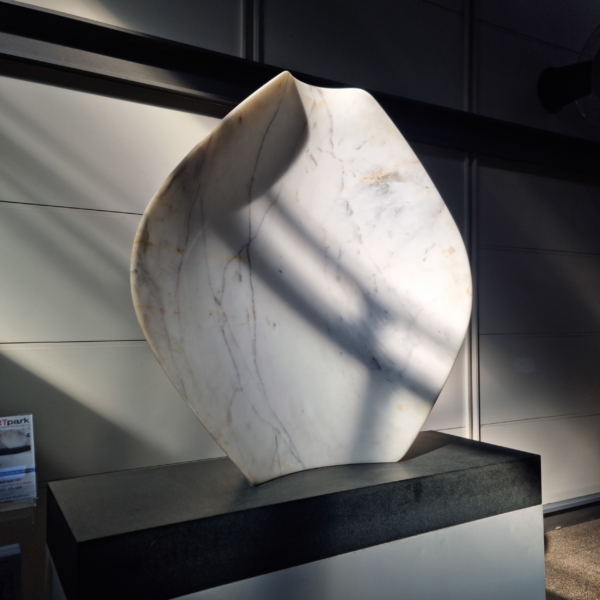 Carrara Marble Round & Sphere Sculpture – Shielded 3 by Jane Valentine, 110x110x35cm | ARTpark Australia