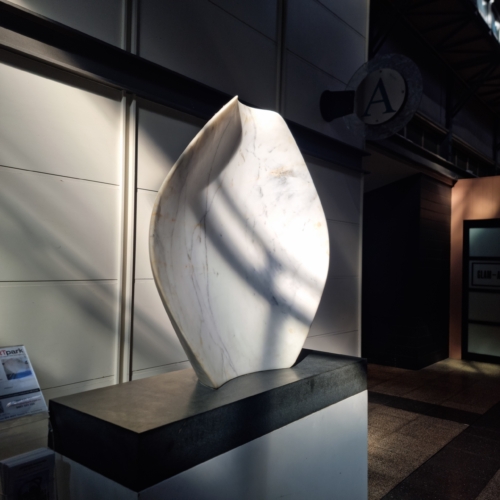 Carrara Marble Round & Sphere Sculpture – Shielded 3 by Jane Valentine, 110x110x35cm | ARTpark Australia