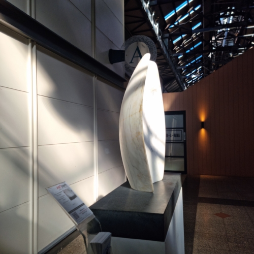 Carrara Marble Round & Sphere Sculpture – Shielded 3 by Jane Valentine, 110x110x35cm | ARTpark Australia