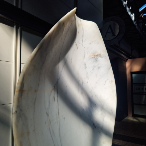Carrara Marble Round & Sphere Sculpture – Shielded 3 by Jane Valentine, 110x110x35cm | ARTpark Australia