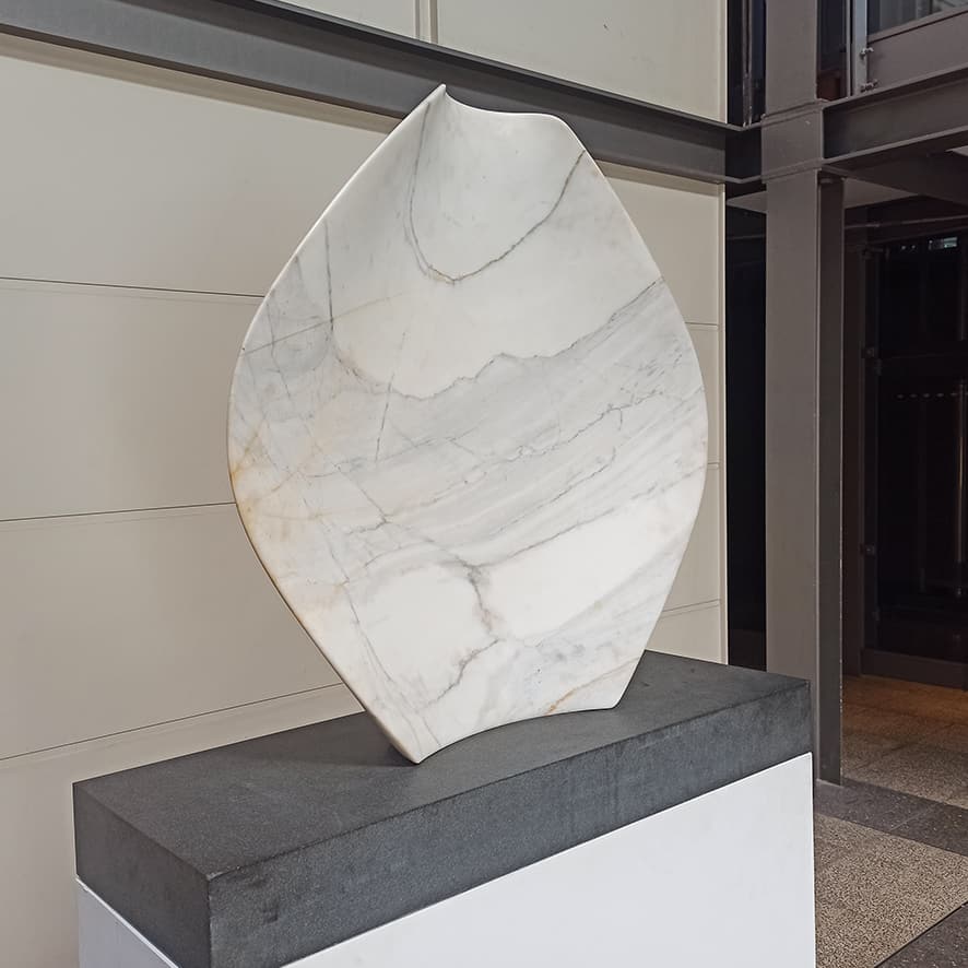 Marble sculpture - Shielded 3 [ by Jane Valentine - Marble garden interior sculpture