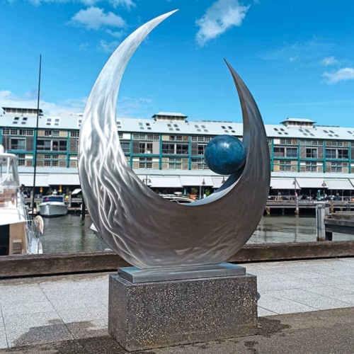 Stainless Steel & Bronze Landmark Sculpture – Tears of Joy by Ben Fasham, 250x150x46cm | ARTpark Australia