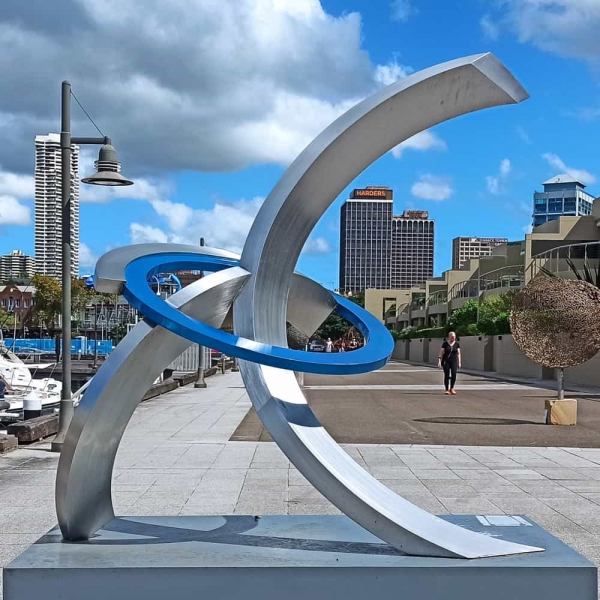 stainless outdoor metal abstract sculpture