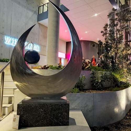 Stainless Steel & Bronze Landmark Sculpture – Tears of Joy by Ben Fasham, 250x150x46cm | ARTpark Australia