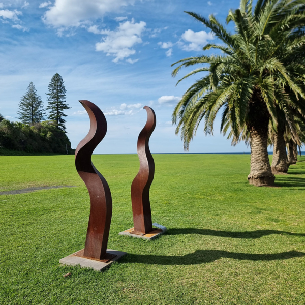 Corten Steel Landmark Sculpture – Sowelu Hum by Jen Mallinson, 200x80x80cm | ARTpark Australia