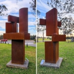 corten steel totem sculpture