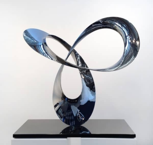 Stainless Steel Round & Sphere Sculpture – Lissajous by Benjamin Storch, 70x65x30cm | ARTpark Australia