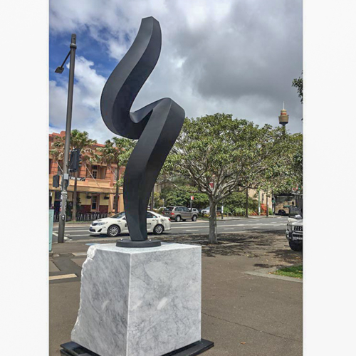Stainless Steel & Carrara Marble Landmark Sculpture – Classical Dynamism by Martin George, 400x100x100cm | ARTpark Australia