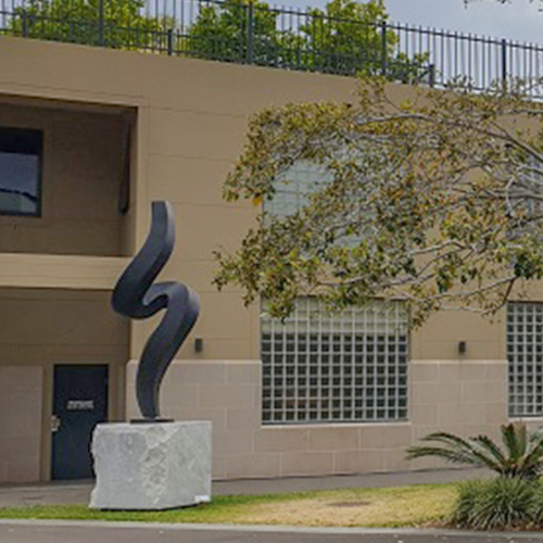 Stainless Steel & Carrara Marble Landmark Sculpture – Classical Dynamism by Martin George, 400x100x100cm | ARTpark Australia