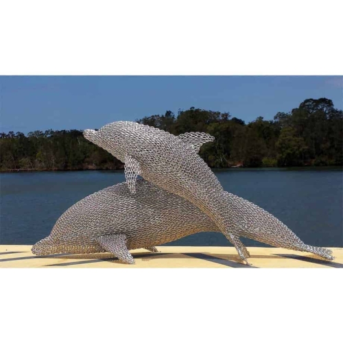 Stainless Steel Dolphin Sculpture – Dolphins by Michael Van Dam, 2m | ARTpark Australia