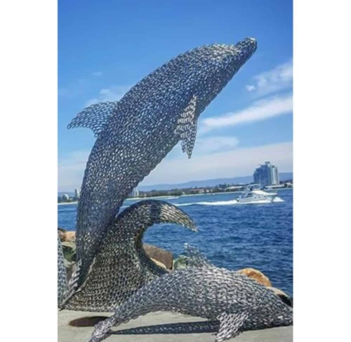 Stainless Steel Dolphin Sculpture – Dolphins by Michael Van Dam, 2m | ARTpark Australia