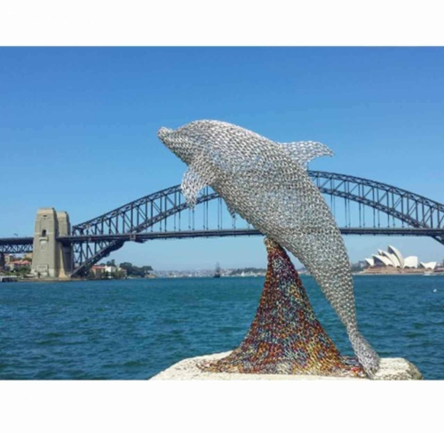 Stainless Steel Dolphin Sculpture – Dolphins by Michael Van Dam, 2m | ARTpark Australia