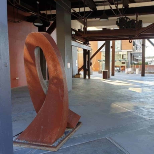 Corten Steel Landmark Sculpture – Embrace by Andrew Kasper, 200x100x100cm | ARTpark Australia
