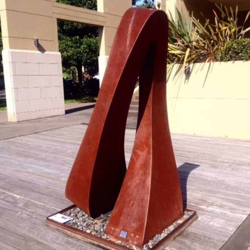 Corten Steel Landmark Sculpture – Embrace by Andrew Kasper, 200x100x100cm | ARTpark Australia