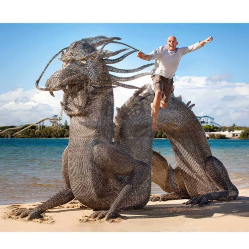 Stainless Steel Dragon Sculpture – Emerging Dragon by Michael Van Dam, 5m | ARTpark Australia