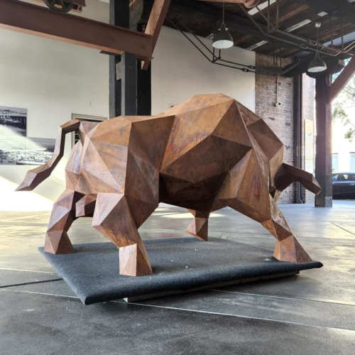 Steel Bull Sculpture – Charger by Farhad Daneshpour, 120x240cm | ARTpark Australia