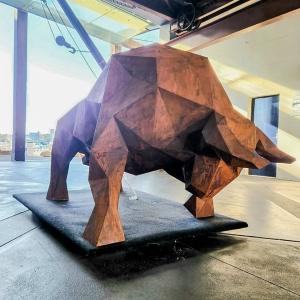 outdoor bull sculpture