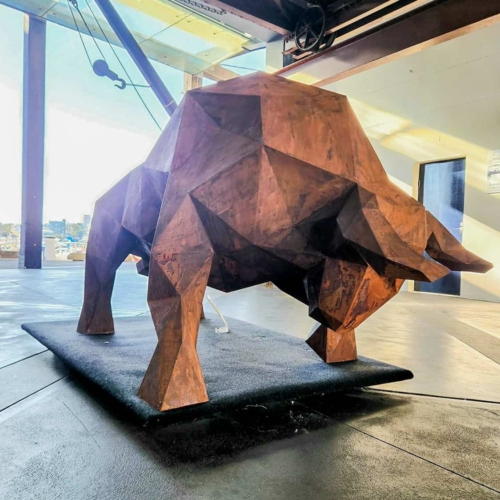 Steel Bull Sculpture – Charger by Farhad Daneshpour, 120x240cm | ARTpark Australia